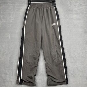 Nike Youth Track Pants Gray Black White Athletic Joggers Size L Y2K Baggy‎ Nylon